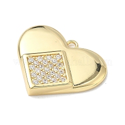 Brass Micro Pave Clear Cubic Zirconia Pendants&nbsp;KK-I476-14G