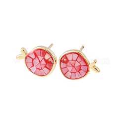 Brass Enamel Fish Stud Earrings&nbsp;EJEW-I322-05G