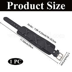 男性用イミテーションレザーコードブレスレット  合金クラスプ付  プラチナ  ブラック  11.42インチ（29cm）&nbsp;BJEW-CL0001-55A
