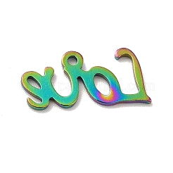 イオンプレーティング（IP）201ステンレスペンダント  単語の愛  虹色  7.5x16x1mm  穴：1.2mm&nbsp;STAS-A066-12M