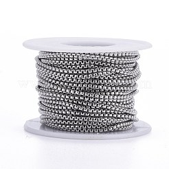 変色しにくい304ステンレススチールベネチアンチェーン  スプールで  溶接されていない  ステンレス鋼色  リンク：2x2mm  約32.8フィート（10m）/ロール&nbsp;CHS-K012-02B-P