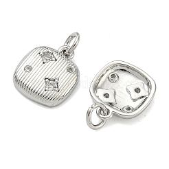 Brass Micro Pave Clear Cubic Zirconia Charms&nbsp;KK-D229-03P