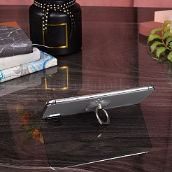 8 個 8 スタイル透明プラスチック携帯電話リング ホルダー  360度回転  合金フィンガーグリップスタンドホルダー  混合図形  プラチナ  1個/スタイル&nbsp;AJEW-SZ0001-33P