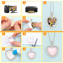 DIY Sublimation Blank Alloy Pendant Necklace Making Kit&nbsp;DIY-PH0022-70