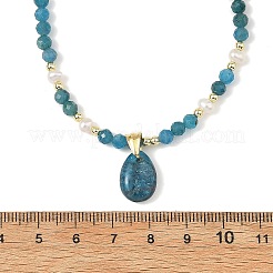 Natural Gemstone Pendant Faceted Round Gems and Natural Pearl Beaded Necklaces for Women&nbsp;NJEW-JN06351