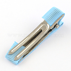 ヘアアクセサリー鉄ワニのヘアクリップ  グログランリボン付き  ライトスカイブルー  49~49.5x10~11mm&nbsp;PHAR-S605-03