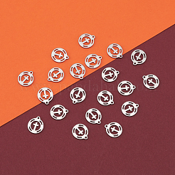 304ステンレススチールチャーム  クロスとフラットラウンド  ステンレス鋼色  11.5x10x1mm  穴：1mm&nbsp;STAS-CJ0002-05