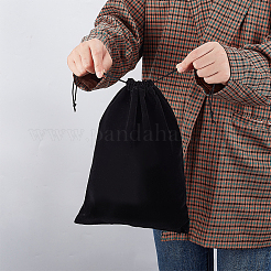 ビロードのパッキング袋  巾着袋  長方形  ブラック  30x20cm&nbsp;LS-TP-WH0015-05A