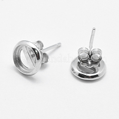 925スターリングシルバー製スタッドピアスパーツ  フラットラウンド  銀  7.5x1.5mm  トレイ：6mm  ピン：0.6mm&nbsp;STER-F032-04S