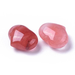 チェリークォーツガラスビーズ  穴なし/ドリルなし  ハート  20x25x11~13mm&nbsp;G-F659-A35