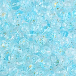 ベーキングペイント透明ガラスビーズ  ラウンド  空色  6mm  穴：1.2mm  約1607個/ポンド&nbsp;DGLA-T004-08E