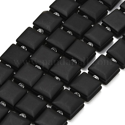 天然の曇り加工を施した黒曜石ビーズの連  正方形  シードビーズで  10.5x10.5x5.5mm  穴：0.8mm  約32~33個/連  15.35~15.75''（39~40センチメートル）&nbsp;GG-F802-B15-01