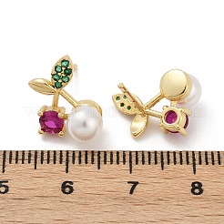 Cherry Brass Micro Pave Cubic Zirconia Stud Earrings&nbsp;EJEW-Z115-10G