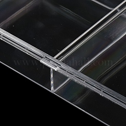 カバー付きプラスチックビーズコンテナ6グリッド  アクセサリー用  ビーズ  小物収納  長方形  透明  19.8x29.8x3.35cm&nbsp;CON-K002-03B