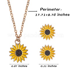 Enamel Sunflower Pendant Necklace and Stud Earrings&nbsp;JX217A