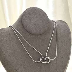 304 Stainless Steel Double Layer Snake Chain 2-Ring Link Necklaces&nbsp;NJEW-R017-01P