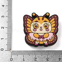 食品グレードのシリコーン焦点ビーズ  きいろ  蝶  28.5x29.5x9mm  穴：2mm&nbsp;SIL-F013-14