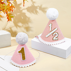 2歳児用ウールフェルト製誕生日帽子 2スタイル 1個  ピンク  135~160x120~140x40~44mm  1個/スタイル&nbsp;AJEW-BC0010-31