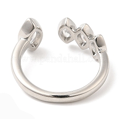 Rack Plating Brass Pave Clear Cubic Zirconia Open Cuff Rings for Women&nbsp;RJEW-Q770-31P