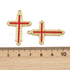 304ステンレススチールエナメルペンダント  クロス  イオンプレーティング（ip）  手動研磨  18KGP本金メッキ  35x24x2mm  穴：1.2mm&nbsp;STAS-P415-13G