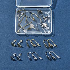 304ステンレススチールピアスフック24個  30個のプラスチック製イヤーナット付き  ミックスカラー  11~20.5x6~8.5mm  穴：1.2mm&nbsp;STAS-FS0001-94
