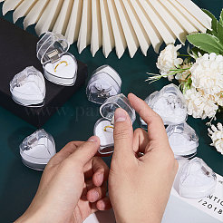 ハートのプラスチックリングボックス  内側がベルベットのジュエリーリングギフトケース  バレンタインデーの  ホワイト  4.1x4x3.5cm&nbsp;CON-WH0084-83B