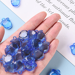 透明なアクリルパーツ  多面カット  りんご  ブルー  20x17x5~6mm  穴：3mm  約480個/500g&nbsp;TACR-S154-28B-86