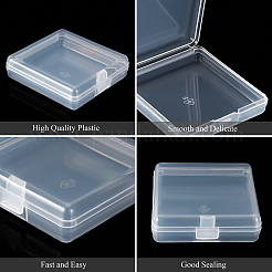 20個の透明なプラスチックビーズ容器  ヒンジ付き蓋付き  長方形  透明  6.2x5.8x1.7cm&nbsp;CON-BC0002-26