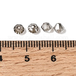 透明ガラスビーズ  双円錐形  多面カット  グレー  4x3.5mm  穴：0.8mm  約720個/袋&nbsp;GLAA-K072-04M