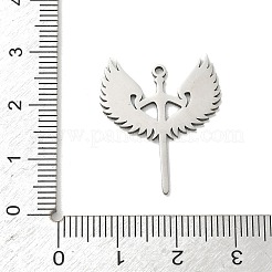 ステンレスペンダント201個  剣の翼の形をしたチャーム  ステンレス鋼色  25.5x21x1mm  穴：1.4mm&nbsp;STAS-B136-10P