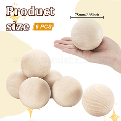 ウッドビーズ  ラウンド  穴がない  小麦  75mm&nbsp;WOOD-WH0029-140