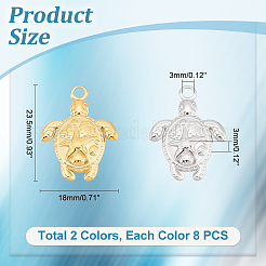 16個2色201ステンレスペンダント  ヒトデのチャームを持つ亀  ミックスカラー  23.5x18x3mm  穴：2.5mm  8個/カラー&nbsp;STAS-UN0051-56