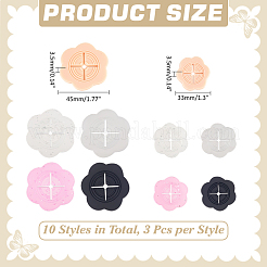 PVCフラワーシャツクリップ10個  婦人服用ファスナークリップ  ミックスカラー  32~45x33~49x3~3.5mm&nbsp;FIND-WH0173-477