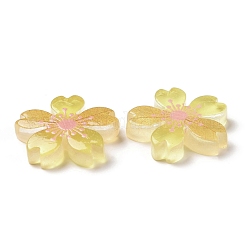 蓄光樹脂カボション  5枚の花/桜  シャンパンイエロー  26x5mm&nbsp;RESI-G030-01C