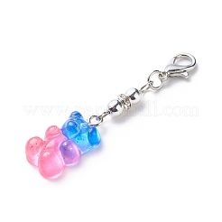 Transparent Gradient Color Resin Bear Pendant Decorations&nbsp;HJEW-JM00765