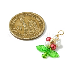 9色のパールガラスパールペンダント9個  花  アクリルと銅線を使用  ミックスカラー  26.5x17.5x6mm  穴：3.6mm&nbsp;PALLOY-JF03389