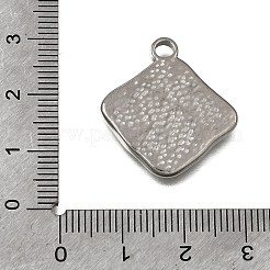304ステンレスペンダント  蓮のチャームが付いた、槌目模様の菱形  ステンレス鋼色  25x23x2.5mm  穴：3mm&nbsp;SA-CBA7C25-02D-P