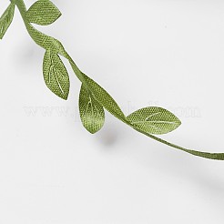 人工の葉は家の結婚式の装飾のためのつるの絹を残します  手作りDIYリースアクセサリー  グリーン  4mm  約10.93ヤード（10m）/ロール&nbsp;OCOR-WH0029-B01
