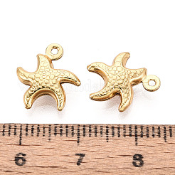 304ステンレススチール製ヒトデチャーム  イオンプレーティング（ip）  18KGP本金メッキ  12.5x11.5x3.5mm  穴：1mm&nbsp;STAS-N118-03G-01