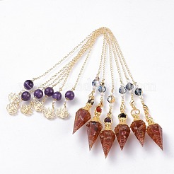 Resin Hexagonal Pointed Dowsing Pendulums(Brass Finding and Gemstone Inside)&nbsp;G-L521-A