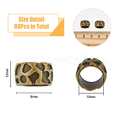 80個 4色 ロンデル チベットスタイル 合金ビーズ  大穴ビーズ  ミックスカラー  13x8mm  穴：10mm  20個/カラー&nbsp;FIND-DC0002-61