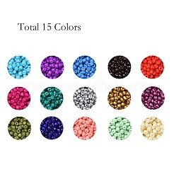 180g 15色ベーキングペイントk9ガラスシードビーズ  ラウンド  ミックスカラー  6/0  4~5x2.5~4.5mm  穴：1.2~1.5mm  12 G /カラー&nbsp;SEED-JQ0003-01C-4mm