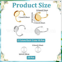 20Pcs 304 Stainless Steel Open Cuff Ring Findings&nbsp;STAS-ME0002-79