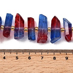 電気メッキ天然石クオーツクリスタルビーズ連売り  多面カット  染め  ナゲットスティック  シードビーズで  11~25x3~9x4~10mm  穴：1~1.2mm  約19~26個/連  7.09~7.48''（18~19センチメートル）&nbsp;G-F800-D08