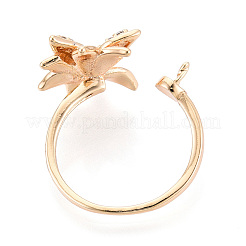 Flower Brass Micro Pave Clear Cubic Zirconia Cuff Ring Settings&nbsp;KK-T076-68G