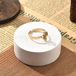 女性用304ステンレススチール調節可能リング  ゴールドカラー  サボテン  内径：17mm  サボテン：11x7mm&nbsp;RJEW-F169-01G-05