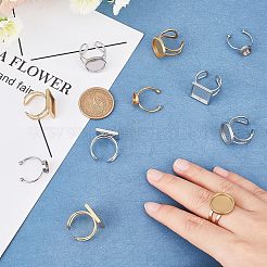 12Pcs 6 Styles 304 Stainless Steel Cuff Pad Ring Settings&nbsp;STAS-UN0023-33