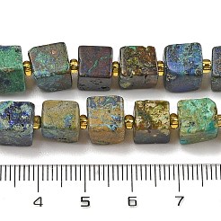 天然アズライトビーズ連売り  キューブ  シードビーズで  7~9x7~9x7~9mm  穴：1mm  約38~41個/連  15.04~15.35''（38.2~39センチメートル）&nbsp;G-G053-B20-01