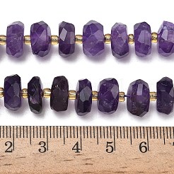 天然石アメジストビーズ連売り  ロンデル  多面カット  シードビーズで  11x6~6.5mm  穴：1.2mm  約47個/連  14.96インチ（38cm）&nbsp;G-L642-J07-01