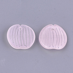 透明スプレー塗装ガラスペンダント  桃  ピンク  18.5x20x3.5~4mm  穴：1.2mm&nbsp;LS-X-GLAA-S183-25A